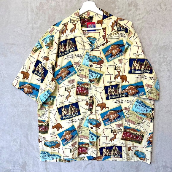 Dem Crazy Other - Dem Crazy Shirt Mens XXL Cream All Over Print Destination Map Travel Casual